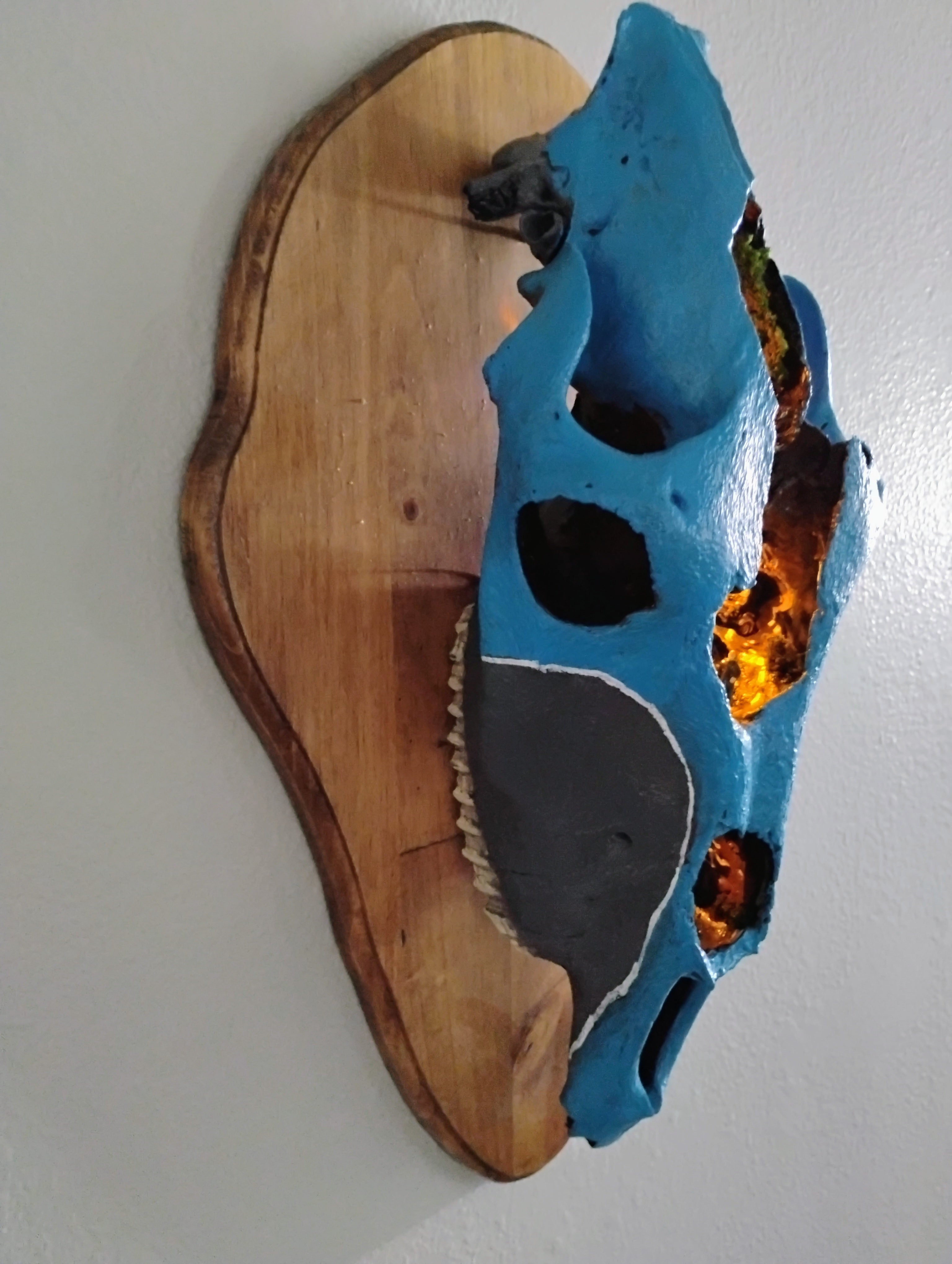 Custom hand painted horse skull diorama