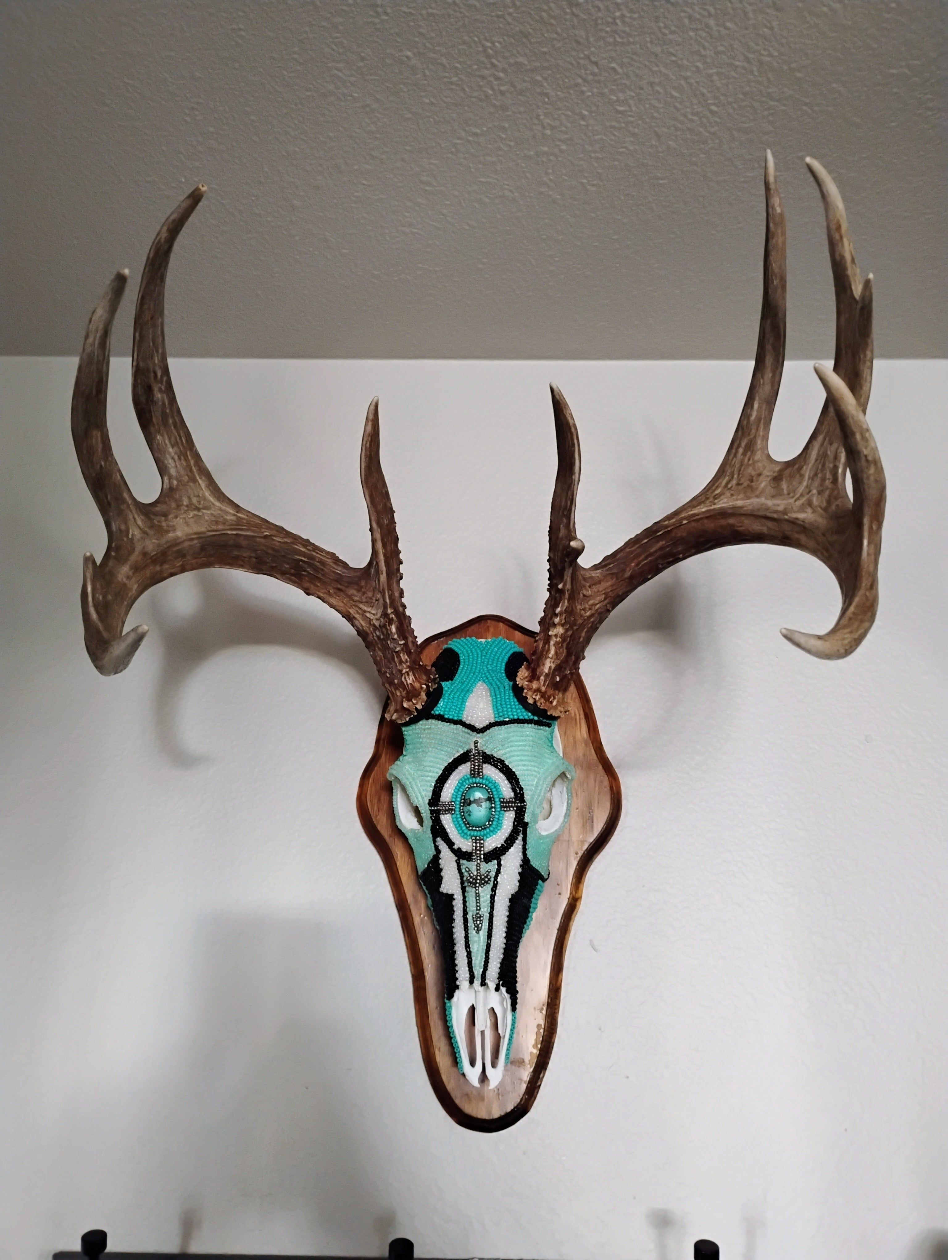 Custom hand beaded Mule Deer skull
