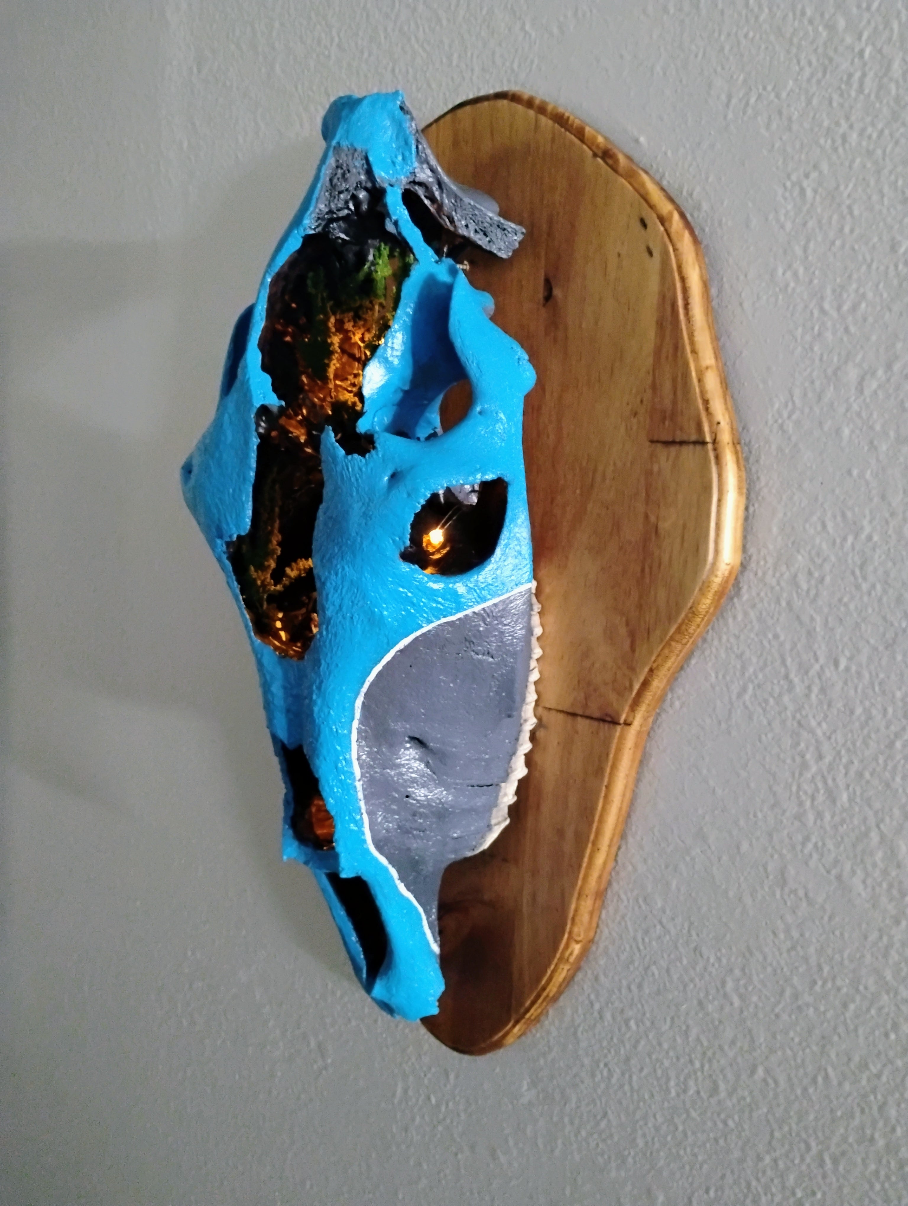 Custom hand painted horse skull diorama
